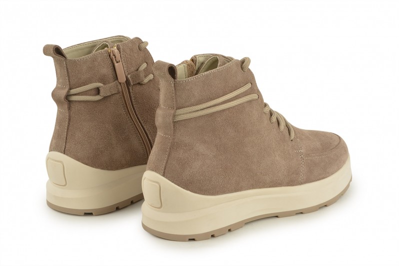 Черевики жіночі бежеві з натуральної замші (008581)