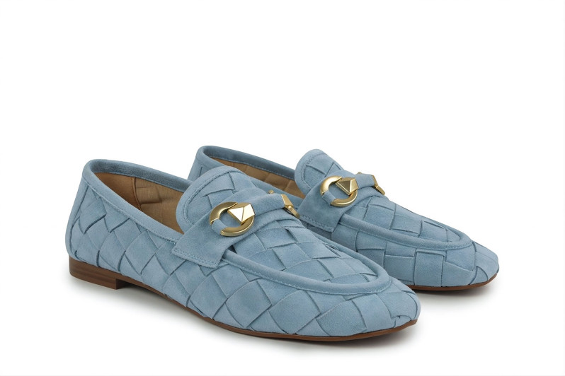 Лофери жіночі блакитні з натуральної замші (009045)