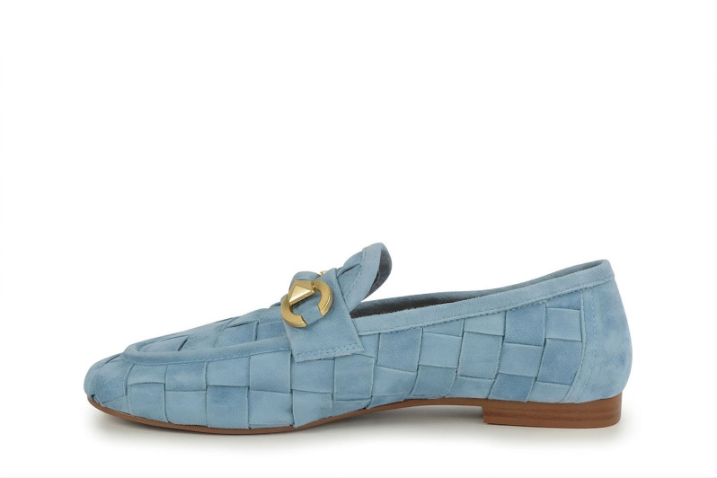 Лофери жіночі блакитні з натуральної замші (009045)