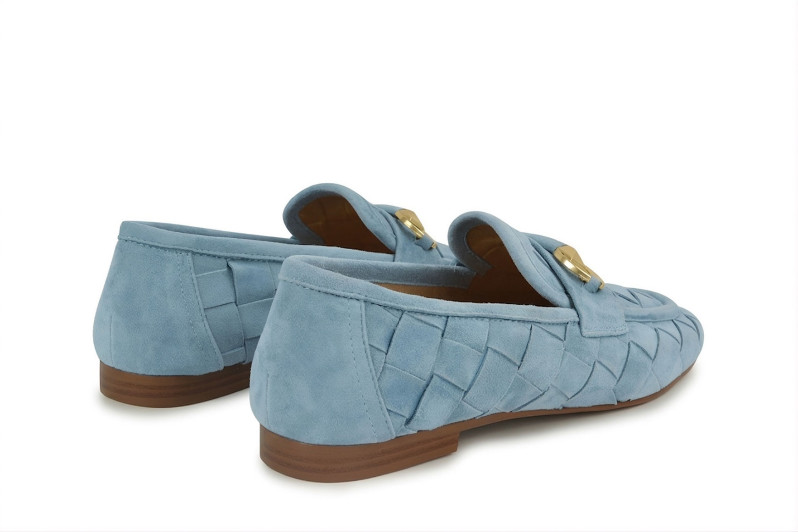 Лофери жіночі блакитні з натуральної замші (009045)