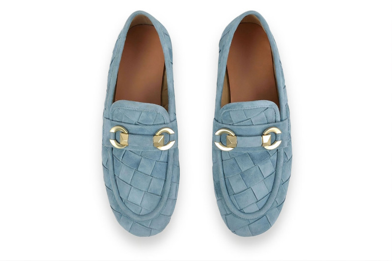 Лофери жіночі блакитні з натуральної замші (009045)