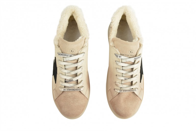 Кеди жіночі молочні з натуральної шкіри, натуральної замші (008720)