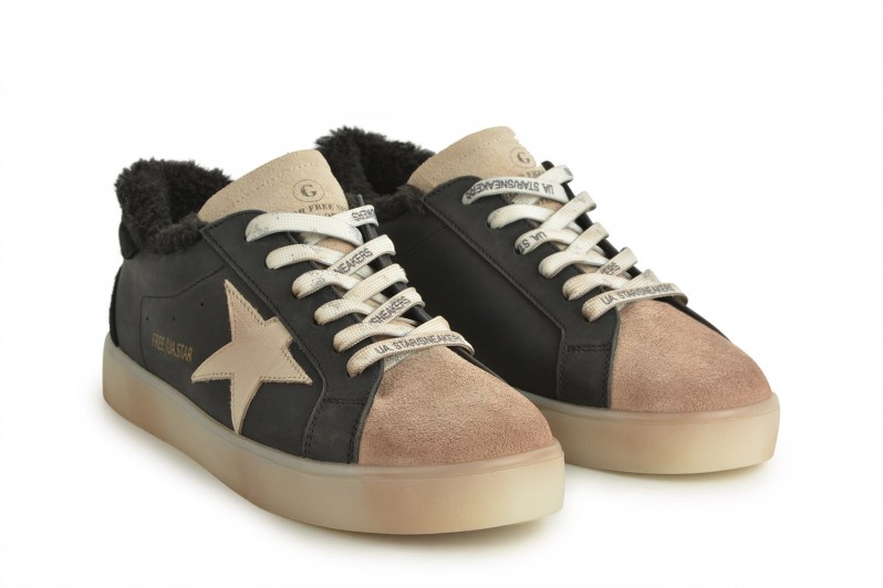 Кеди жіночі чорні з натуральної шкіри, натуральної замші (008719)