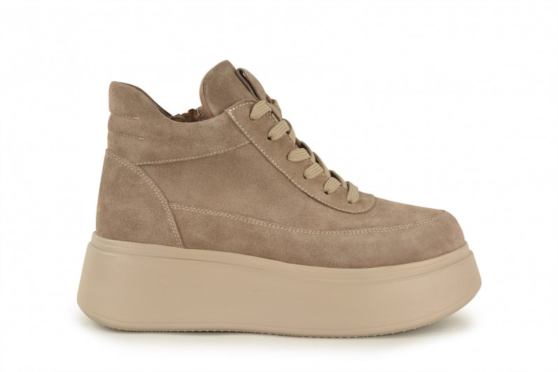 Черевики жіночі бежеві з натуральної замші (008675)