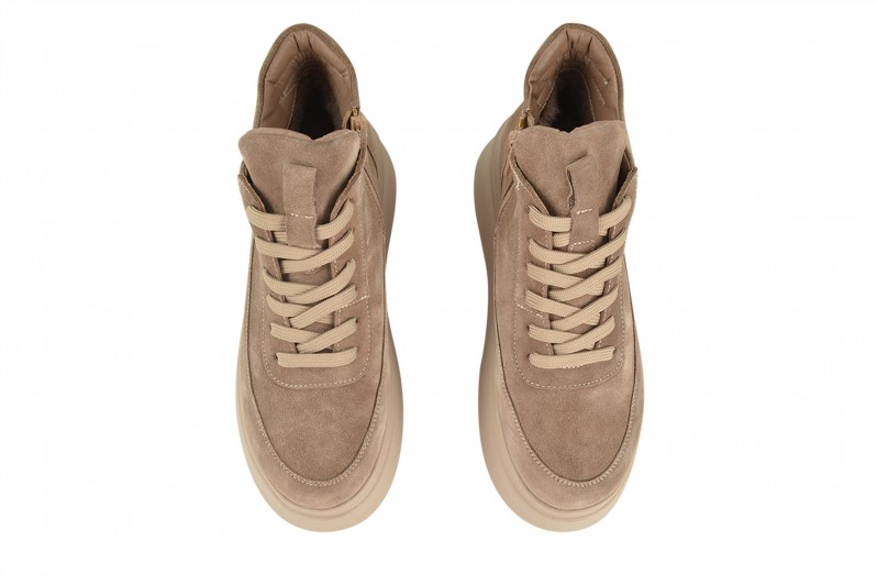 Черевики жіночі бежеві з натуральної замші (008675)