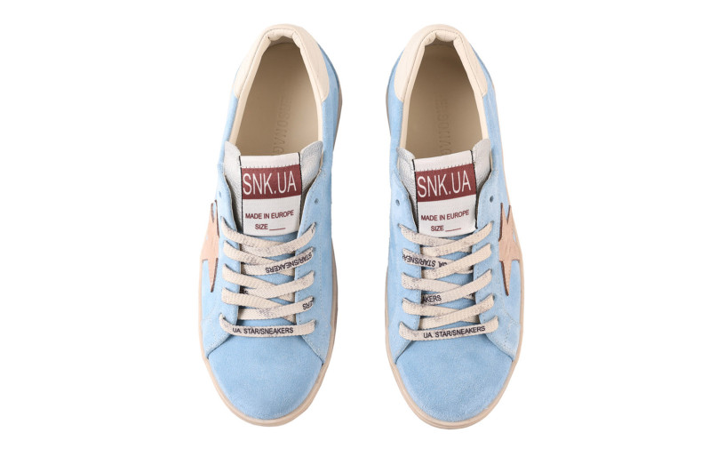 Кеди жіночі блакитні з натуральної замші (009091)