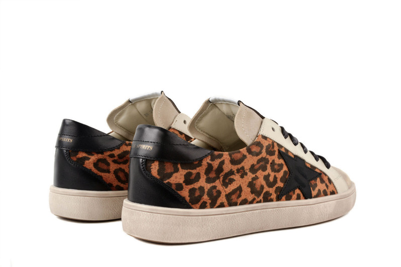 Кеди жіночі леопардові з натуральної шкіри, натуральної замші (009069)