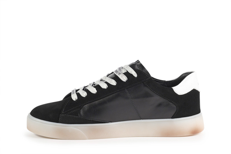 Кеди жіночі чорні з натуральної шкіри, натуральної замші (008836)