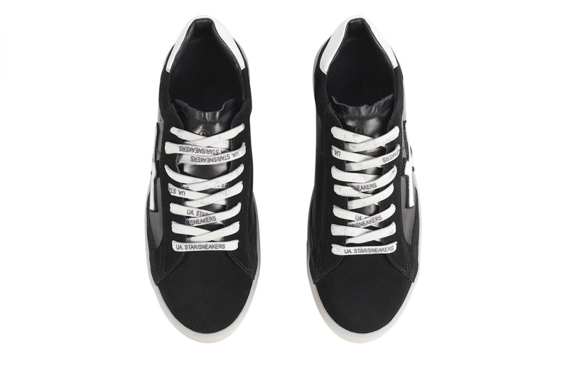 Кеди жіночі чорні з натуральної шкіри, натуральної замші (008836)