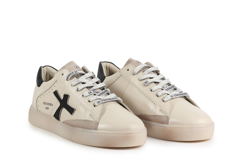 Кеди жіночі молочні з натуральної шкіри (008834)