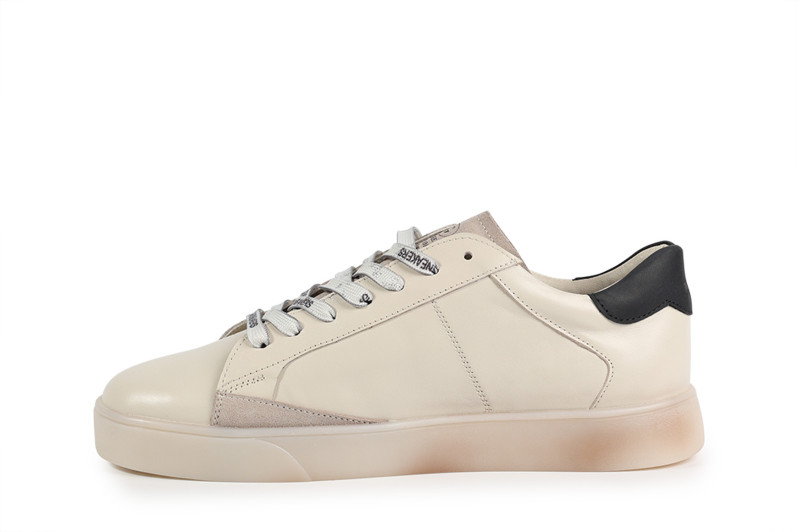 Кеди жіночі молочні з натуральної шкіри (008834)