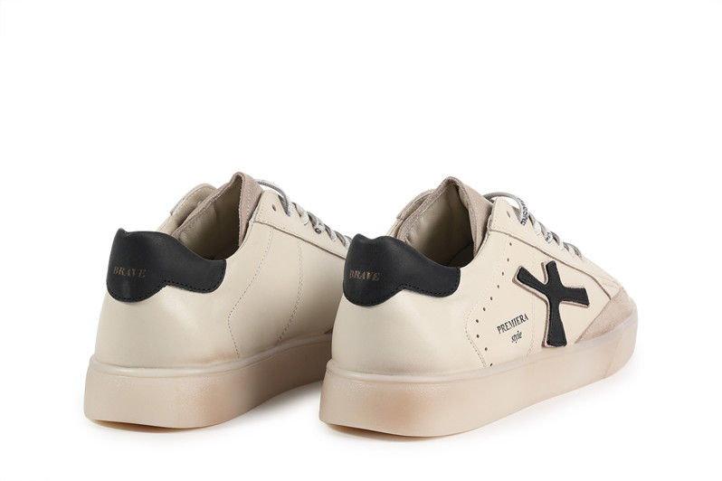 Кеди жіночі молочні з натуральної шкіри (008834)