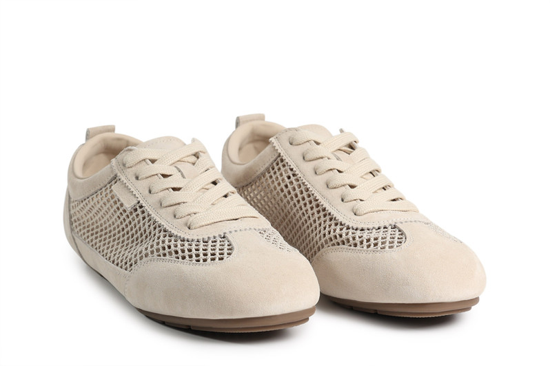 Кросівки жіночі бежеві з натуральної замші, текстилю (008865)