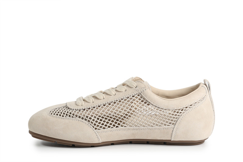 Кросівки жіночі бежеві з натуральної замші, текстилю (008865)