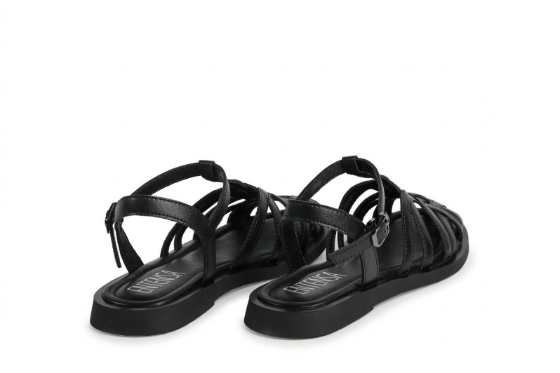 Босоніжки жіночі чорні з натуральної шкіри (008932)