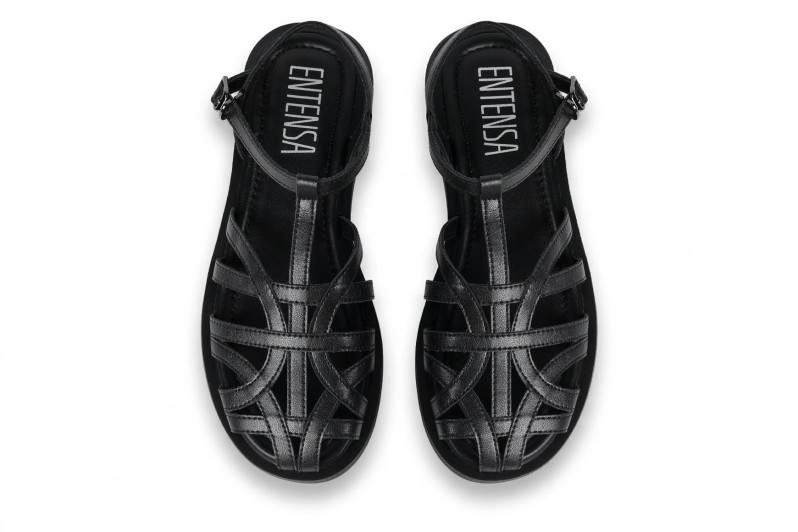 Босоніжки жіночі чорні з натуральної шкіри (008932)