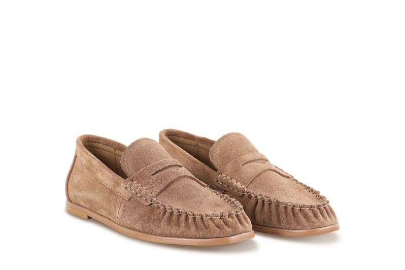 Лофери жіночі бежеві з натуральної замші (008987)