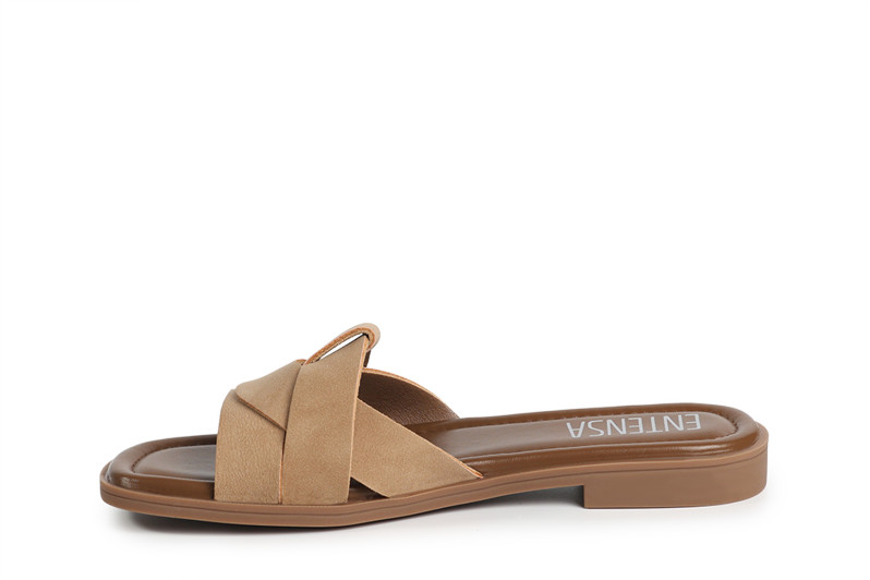 Шльопанці жіночі бежеві з нубук (008859)