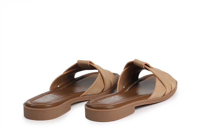 Шльопанці жіночі бежеві з нубук (008859)