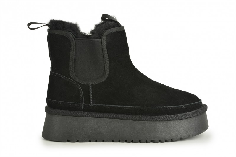 Уггі жіночі чорні з натуральної замши (008658)