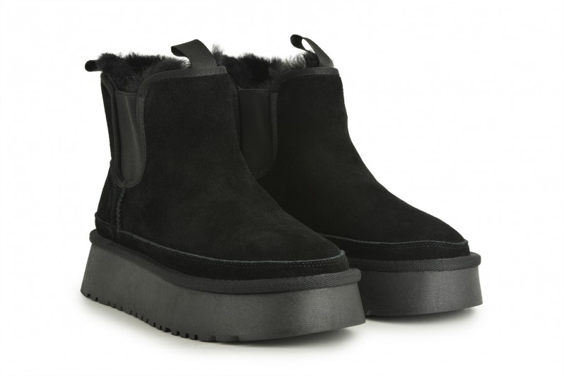 Уггі жіночі чорні з натуральної замши (008658)