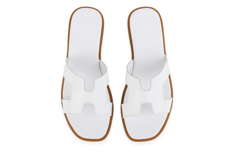 Шльопанці жіночі білі з натуральної шкіри (008999)