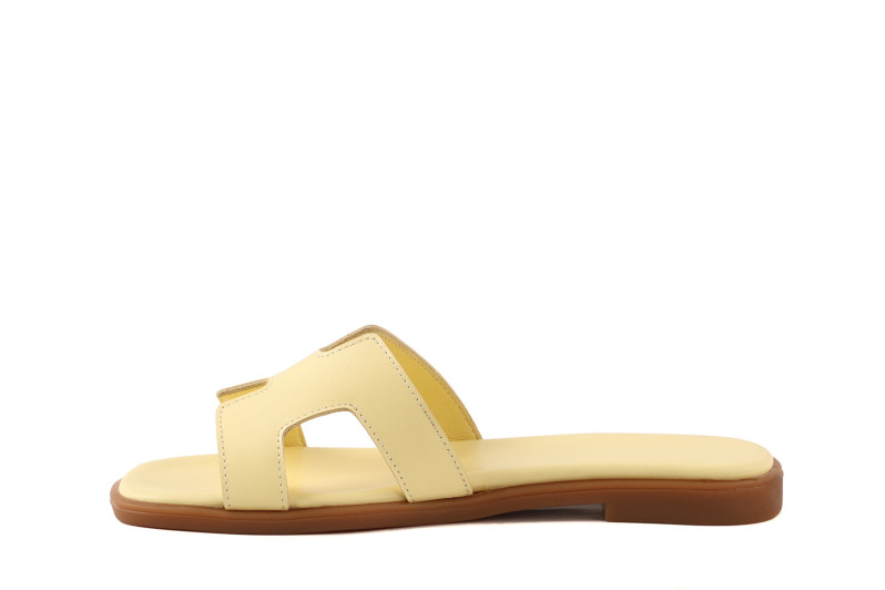 Шльопанці жіночі жовті з натуральної шкіри (009080)