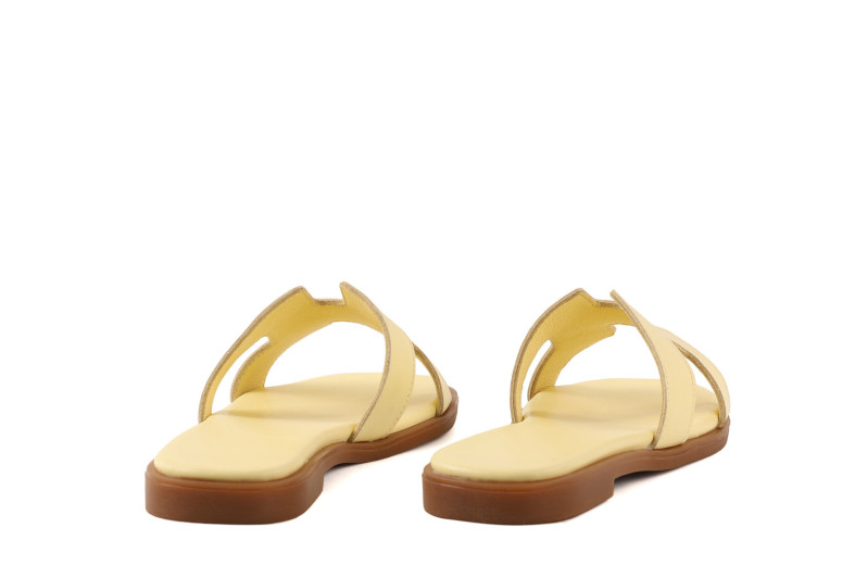 Шльопанці жіночі жовті з натуральної шкіри (009080)