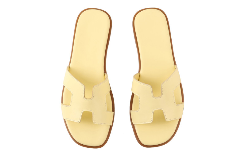 Шльопанці жіночі жовті з натуральної шкіри (009080)
