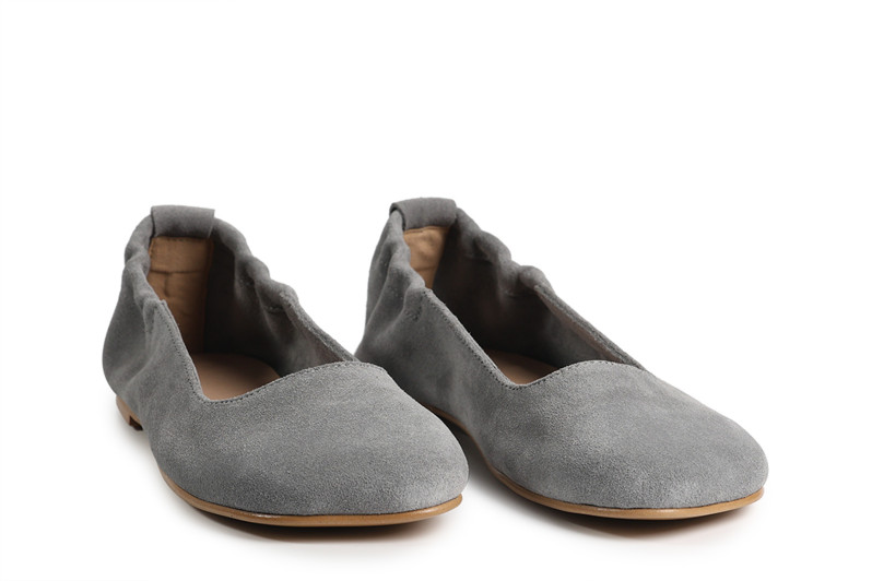 Балетки жіночі сірі з натуральної замші (008876)