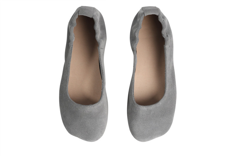 Балетки жіночі сірі з натуральної замші (008876)