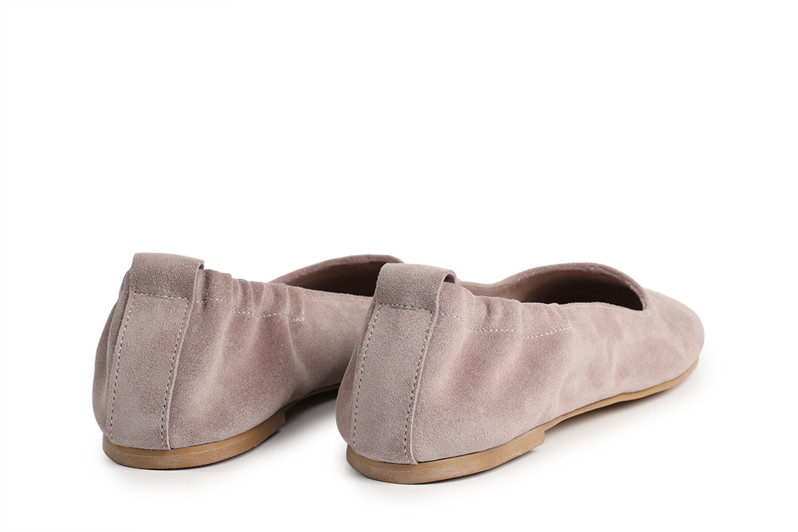 Балетки жіночі пудрові з натуральної замші (008877)