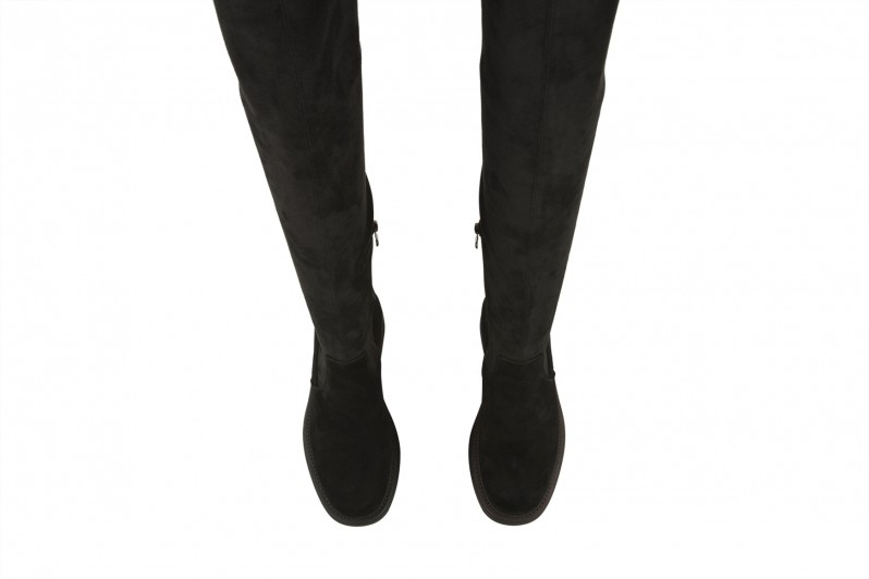 Ботфорти жіночі чорні з натуральної замші, текстилю (008570)