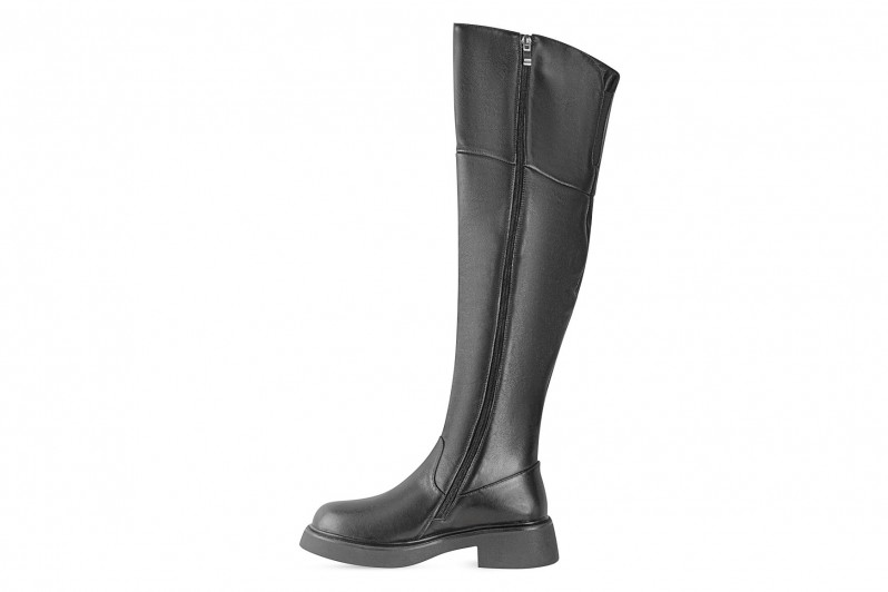Ботфорты женские черные из натуральной кожи (008556)