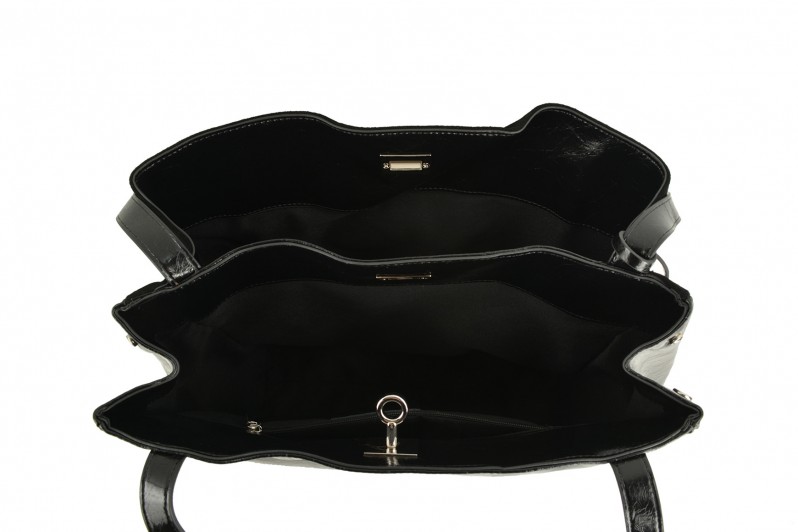 Сумка жіноча чорна з натуральної шкіри, натуральної замши (008726)