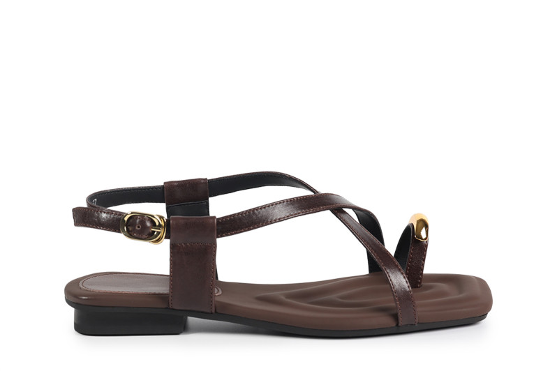 Босоніжки жіночі коричневі з натуральної шкіри (008921)