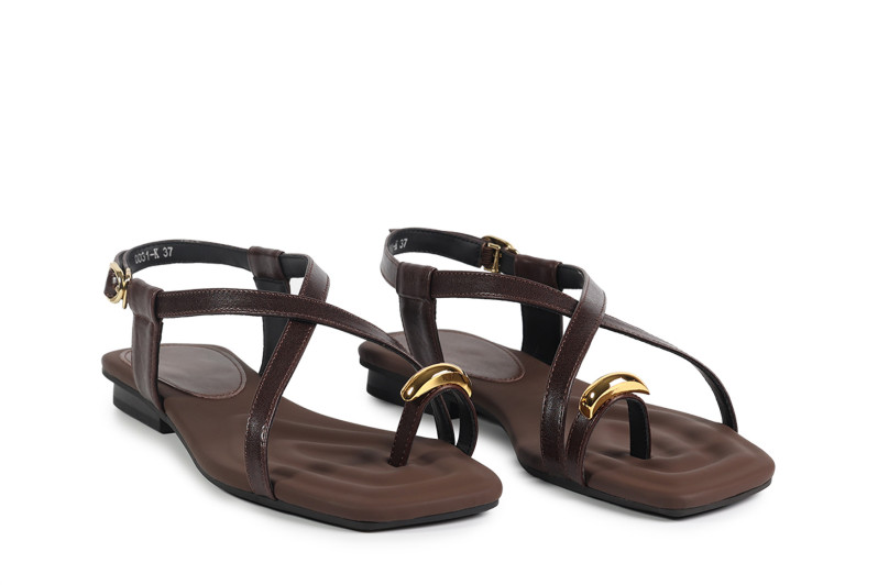 Босоніжки жіночі коричневі з натуральної шкіри (008921)