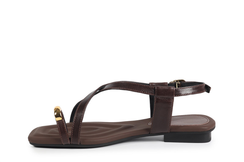 Босоніжки жіночі коричневі з натуральної шкіри (008921)