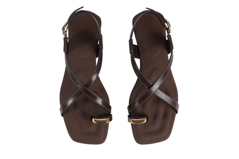 Босоніжки жіночі коричневі з натуральної шкіри (008921)