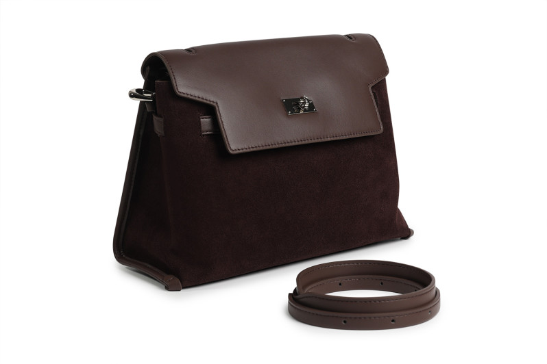 Сумка жіноча коричнева з натуральної шкіри, натуральної замши (008781)