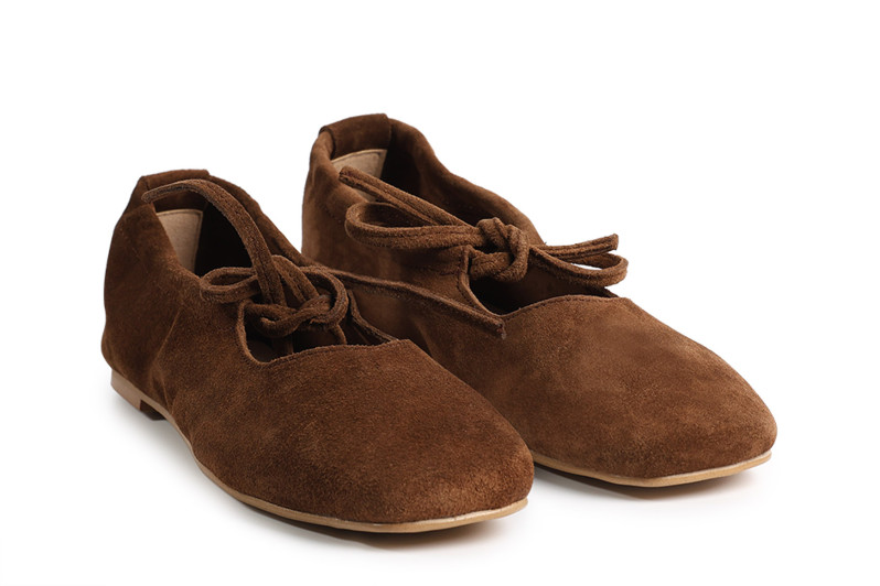 Балетки жіночі руді з натуральної замші (008879)