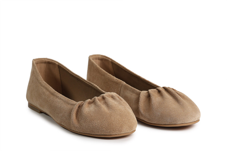 Балетки жіночі бежеві з натуральної замші (008878)