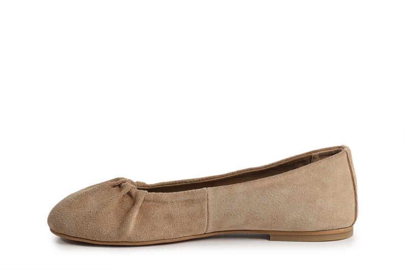 Балетки жіночі бежеві з натуральної замші (008878)