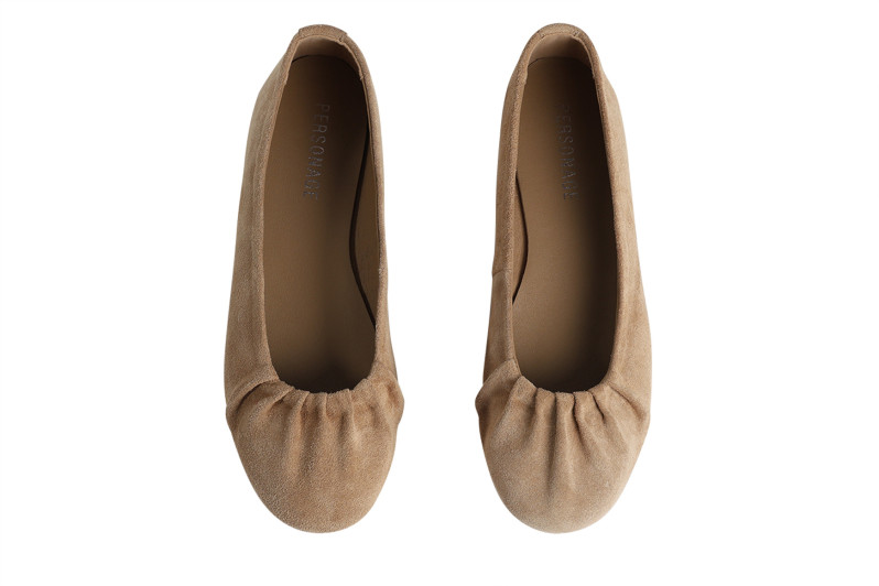 Балетки жіночі бежеві з натуральної замші (008878)