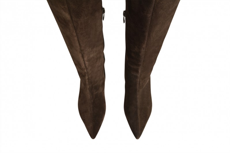 Ботфорти жіночі коричневі з натуральної замші (008676)