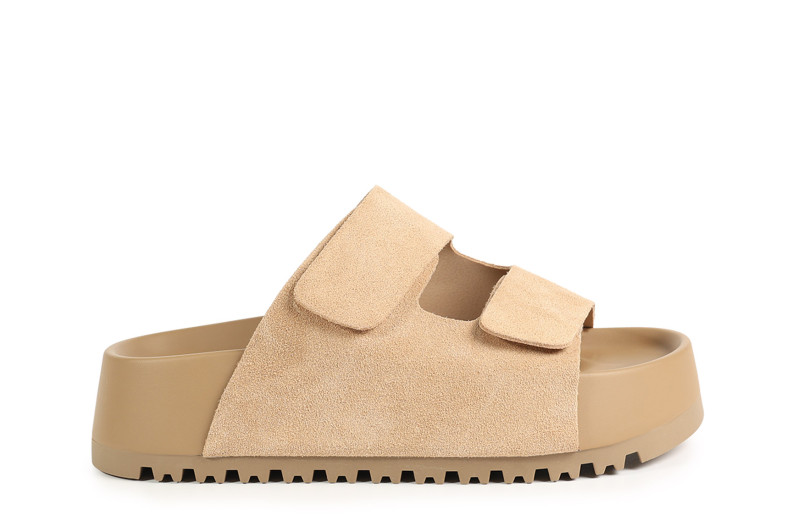 Шльопанці жіночі бежеві з натуральної замші (008893)