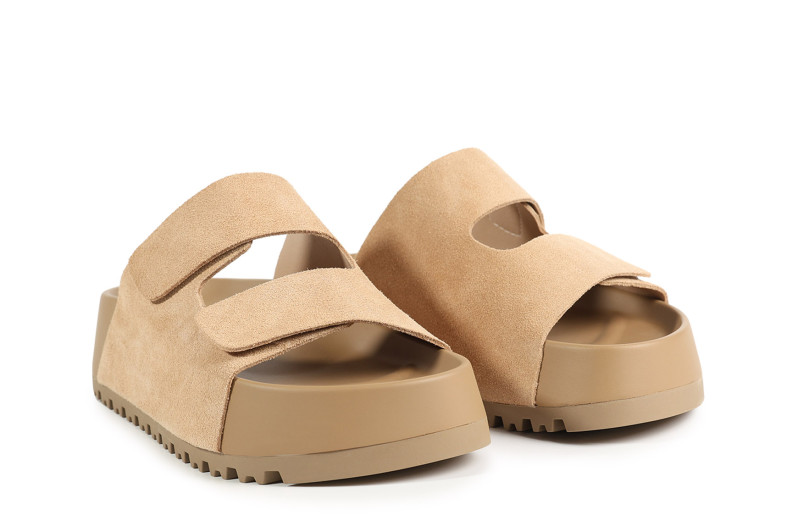 Шльопанці жіночі бежеві з натуральної замші (008893)