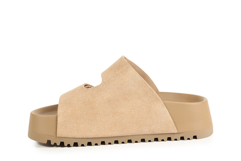 Шльопанці жіночі бежеві з натуральної замші (008893)