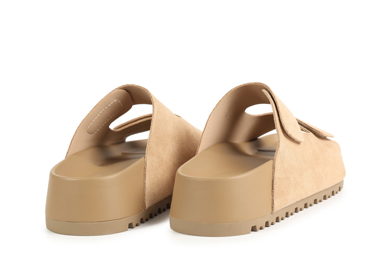 Шльопанці жіночі бежеві з натуральної замші (008893)