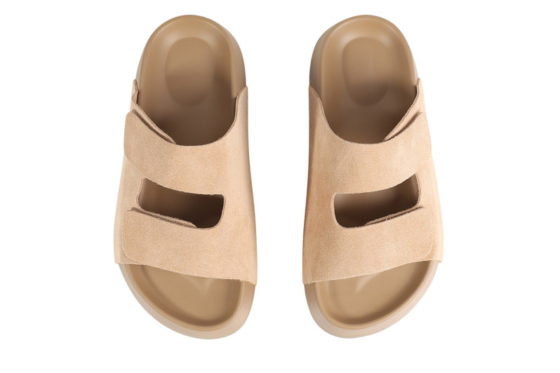 Шльопанці жіночі бежеві з натуральної замші (008893)